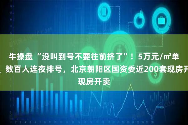 牛操盘 “没叫到号不要往前挤了”！5万元/㎡单价、数百人连夜排号，北京朝阳区国资委近200套现房开卖